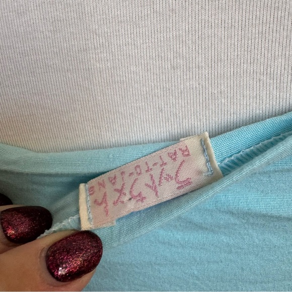 Y2K Light Blue Ruffled Women's Top milkmaid S coquette coastal cowgirl - Picture 5 of 5